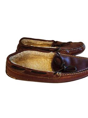 L L Bean Full Leather Slippers Mens Size ? 10" toe to heel